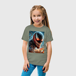 Футболка хлопковая детская Ужасный Веном - неоновое свечение, цвет: авокадо — фото 2