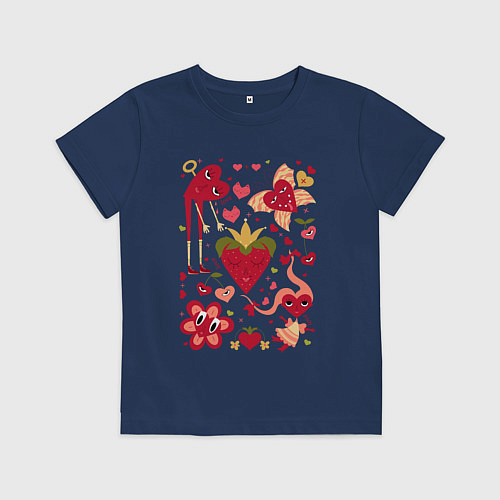 Детская футболка Сердца коллаж / Тёмно-синий – фото 1