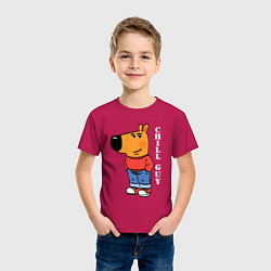 Футболка хлопковая детская Chill guy, цвет: маджента — фото 2