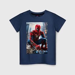 Футболка хлопковая детская Человек-паук на страже справедливости, цвет: тёмно-синий