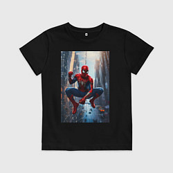 Футболка хлопковая детская Spider Man на страже справедливости, цвет: черный