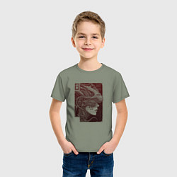 Футболка хлопковая детская Андроид в кибернетическом шлеме, цвет: авокадо — фото 2