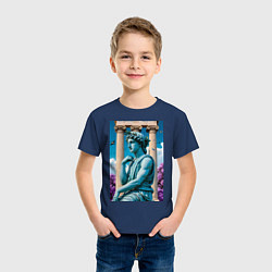 Футболка хлопковая детская Античный персонаж на фоне колонн, цвет: тёмно-синий — фото 2