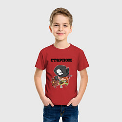 Футболка хлопковая детская Старпом девушка, цвет: красный — фото 2