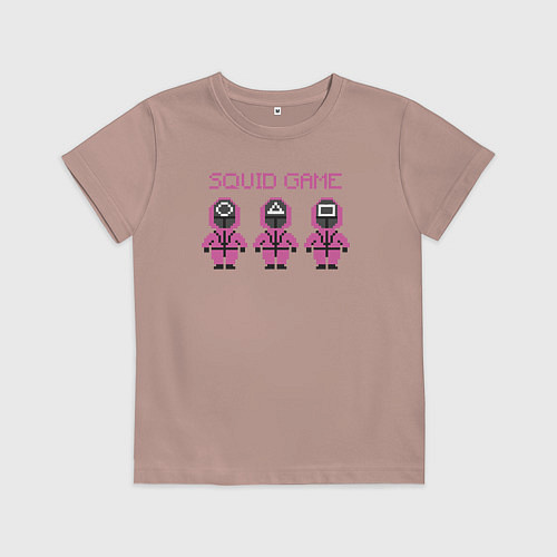 Детская футболка Squid game pixel / Пыльно-розовый – фото 1