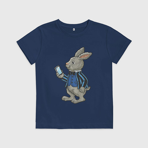 Детская футболка Деловой зайчик / Тёмно-синий – фото 1