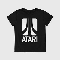 Футболка хлопковая детская Atari logo white, цвет: черный