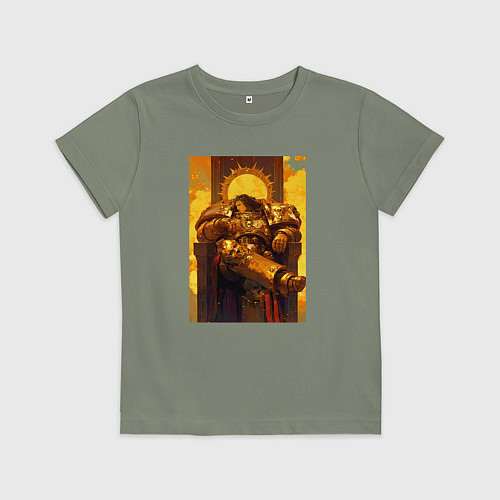 Детская футболка Император человечества восседает на золотом троне / Авокадо – фото 1