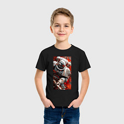 Футболка хлопковая детская Космодесантник в белом костюме, цвет: черный — фото 2