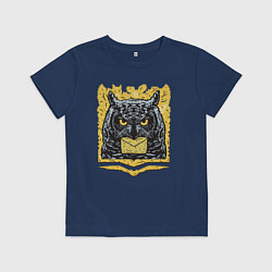 Футболка хлопковая детская Ночной посланник-сова, цвет: тёмно-синий