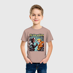 Футболка хлопковая детская Donald Trump and Venom - ai art fantasy, цвет: пыльно-розовый — фото 2