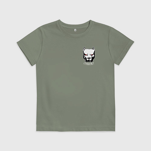 Детская футболка Питбуль воин - страха нет рунами / Авокадо – фото 1