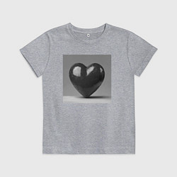 Футболка хлопковая детская Большое чёрное сердце, цвет: меланж