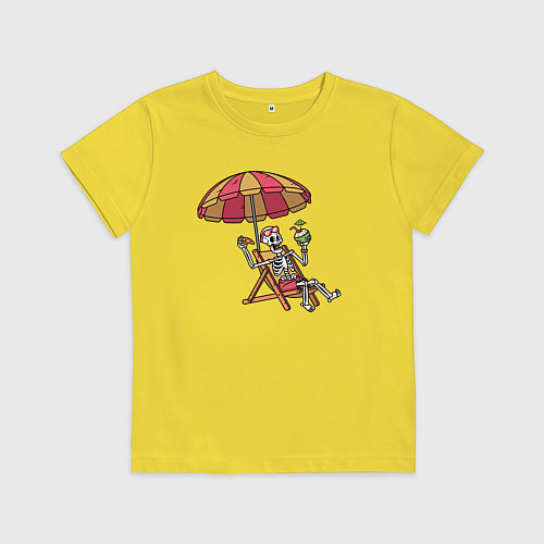 Детская футболка Скелет на пляже / Желтый – фото 1