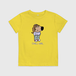 Футболка хлопковая детская Чилл герл - парный товар, цвет: желтый