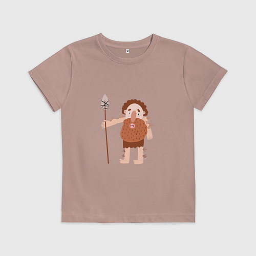 Детская футболка Пещерный человек / Пыльно-розовый – фото 1