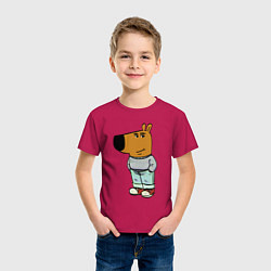 Футболка хлопковая детская Capybara - chill guy meme, цвет: маджента — фото 2