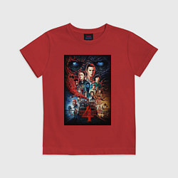 Футболка хлопковая детская Stranger Things 4, цвет: красный