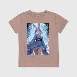 Футболка хлопковая детская Зайка в гармонии с природой, цвет: пыльно-розовый