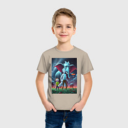 Футболка хлопковая детская Слон похожий на Рика Санчеса - прикол, цвет: миндальный — фото 2