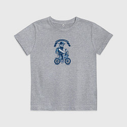 Футболка хлопковая детская Бородатый хипстер на велосипеде с наушниками, цвет: меланж