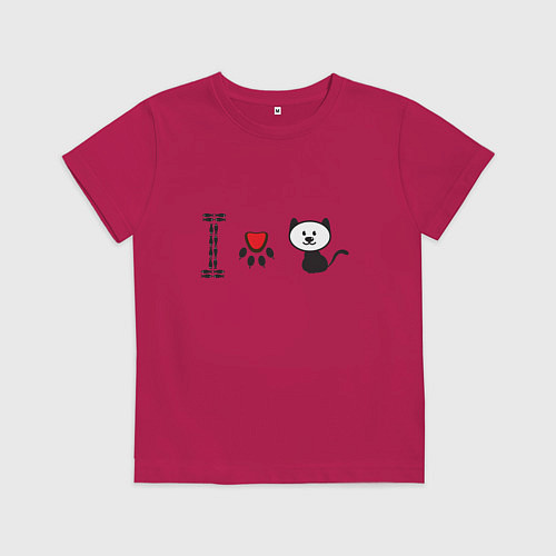 Детская футболка Я люблю кошек / Маджента – фото 1
