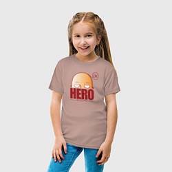 Футболка хлопковая детская Ванпанч герой hero, цвет: пыльно-розовый — фото 2