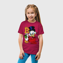 Футболка хлопковая детская Duck tales - Scrooge bitcoin, цвет: маджента — фото 2