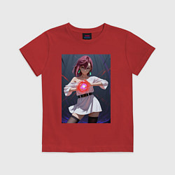 Футболка хлопковая детская Дандадан: Момо фаербол, цвет: красный