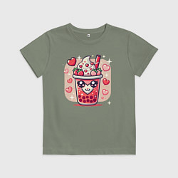 Футболка хлопковая детская Бабл ти день святого валентина, цвет: авокадо