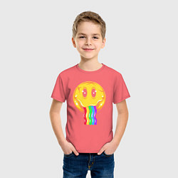 Футболка хлопковая детская Rainbow smile, цвет: коралловый — фото 2