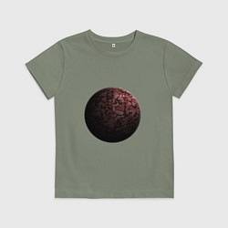 Футболка хлопковая детская Планета арт, красная, цвет: авокадо