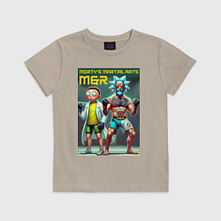 Футболка хлопковая детская Mortys martial arts - Rick and Morty, цвет: миндальный