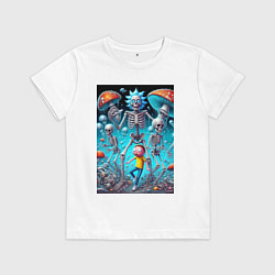 Футболка хлопковая детская Skeleton Rick and Morty - ai art fantasy, цвет: белый