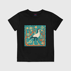 Футболка хлопковая детская Птица секретарь, цвет: черный