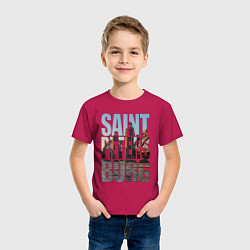 Футболка хлопковая детская Санкт-Петербург Большеохтинский мост, цвет: маджента — фото 2