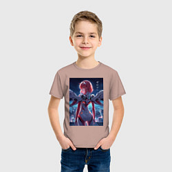 Футболка хлопковая детская Zero two - Darling in the Franxx - cyberpunk, цвет: пыльно-розовый — фото 2