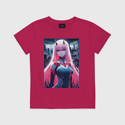 Футболка хлопковая детская Darling in the Franxx - zero two - ai art, цвет: маджента