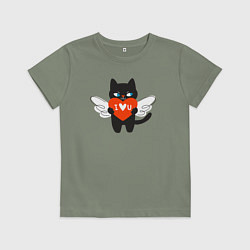 Футболка хлопковая детская Ангельский котик, цвет: авокадо