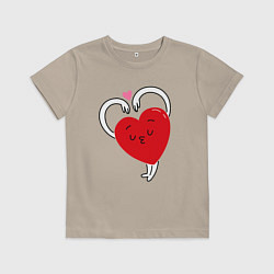 Футболка хлопковая детская Love hands, цвет: миндальный