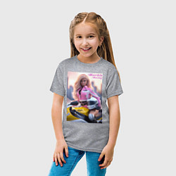 Футболка хлопковая детская Barbie racing - Kawasaki Ninja, цвет: меланж — фото 2