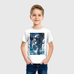 Футболка хлопковая детская Белоснежный тигр крадется по льду, цвет: белый — фото 2