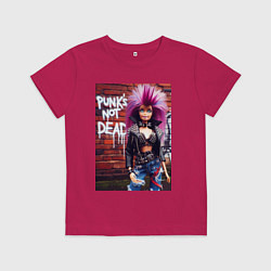 Футболка хлопковая детская Punks not dead - cool Barbie ai art, цвет: маджента