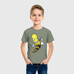 Футболка хлопковая детская Барт Симпсон шершень - перевоплощение, цвет: авокадо — фото 2