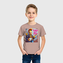 Футболка хлопковая детская Homer Simpson - punks not dead, цвет: пыльно-розовый — фото 2