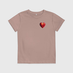 Футболка хлопковая детская Сердечко любви, цвет: пыльно-розовый
