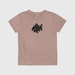 Футболка хлопковая детская Декоративная татуировка рыбы, цвет: пыльно-розовый