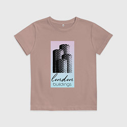 Футболка хлопковая детская Строения Лондона, цвет: пыльно-розовый
