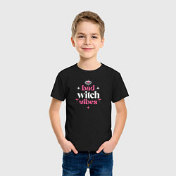 Футболка хлопковая детская Bad witch vibes magic, цвет: черный — фото 2
