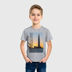 Футболка хлопковая детская Небоскреб Лахта центра в Санкт-Петербурге, цвет: меланж — фото 2
